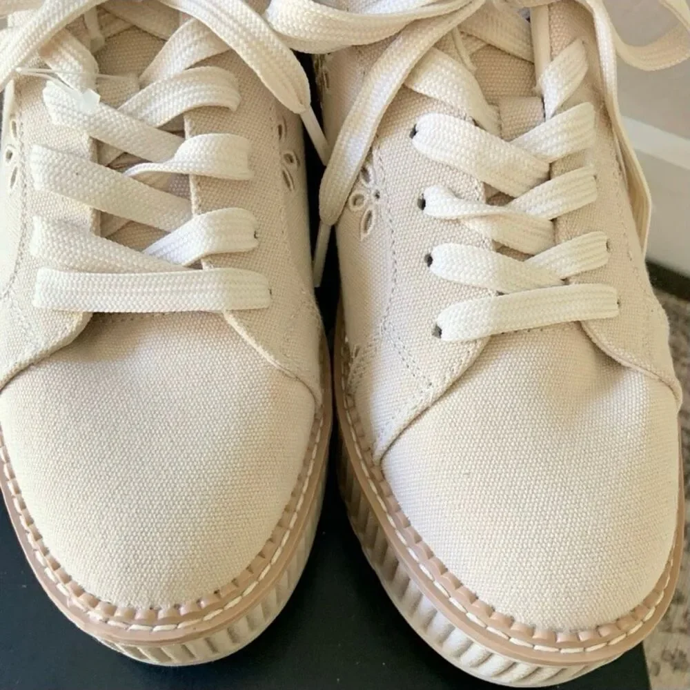 NWT DV Dolce Vita 9 Brin Canvas Eyelet Chunky Platform Lace Up Sneakers Shoes
